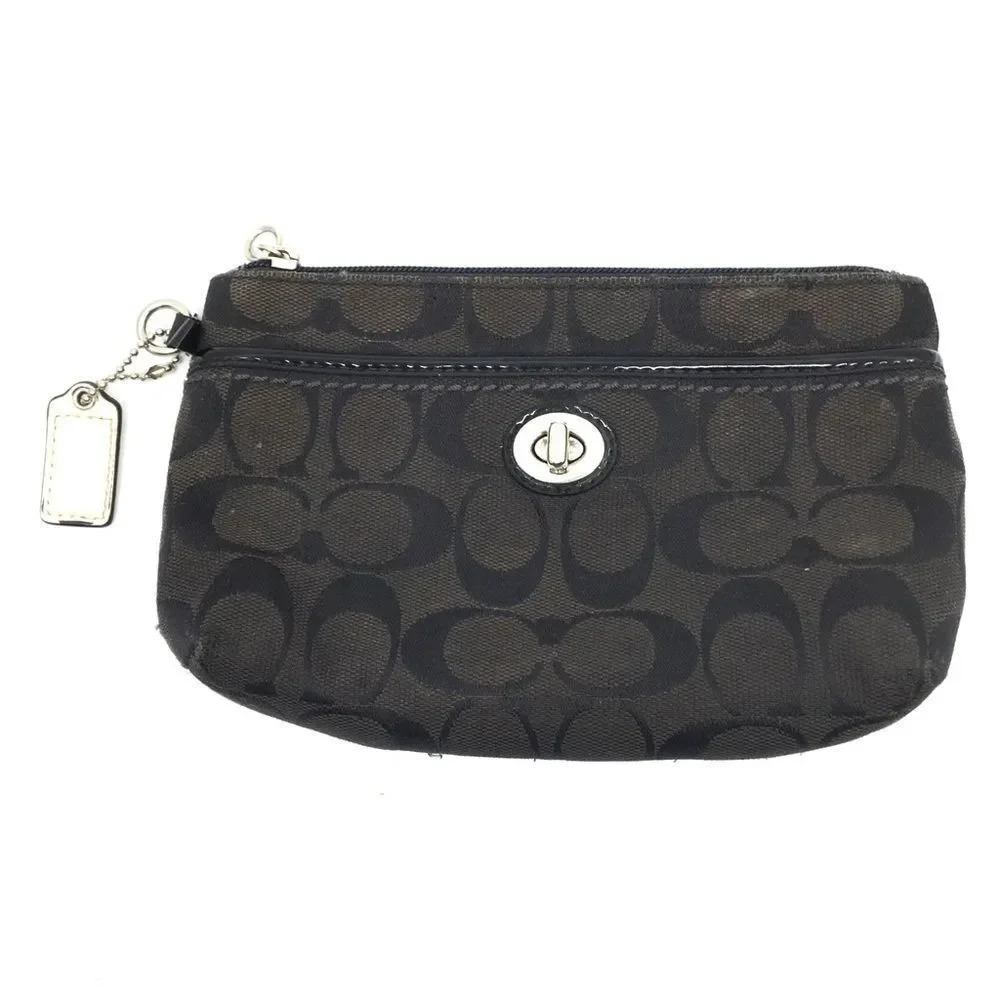 Coach PROJECT Signature Jacquard Turnlock Wristlet Pouch Black